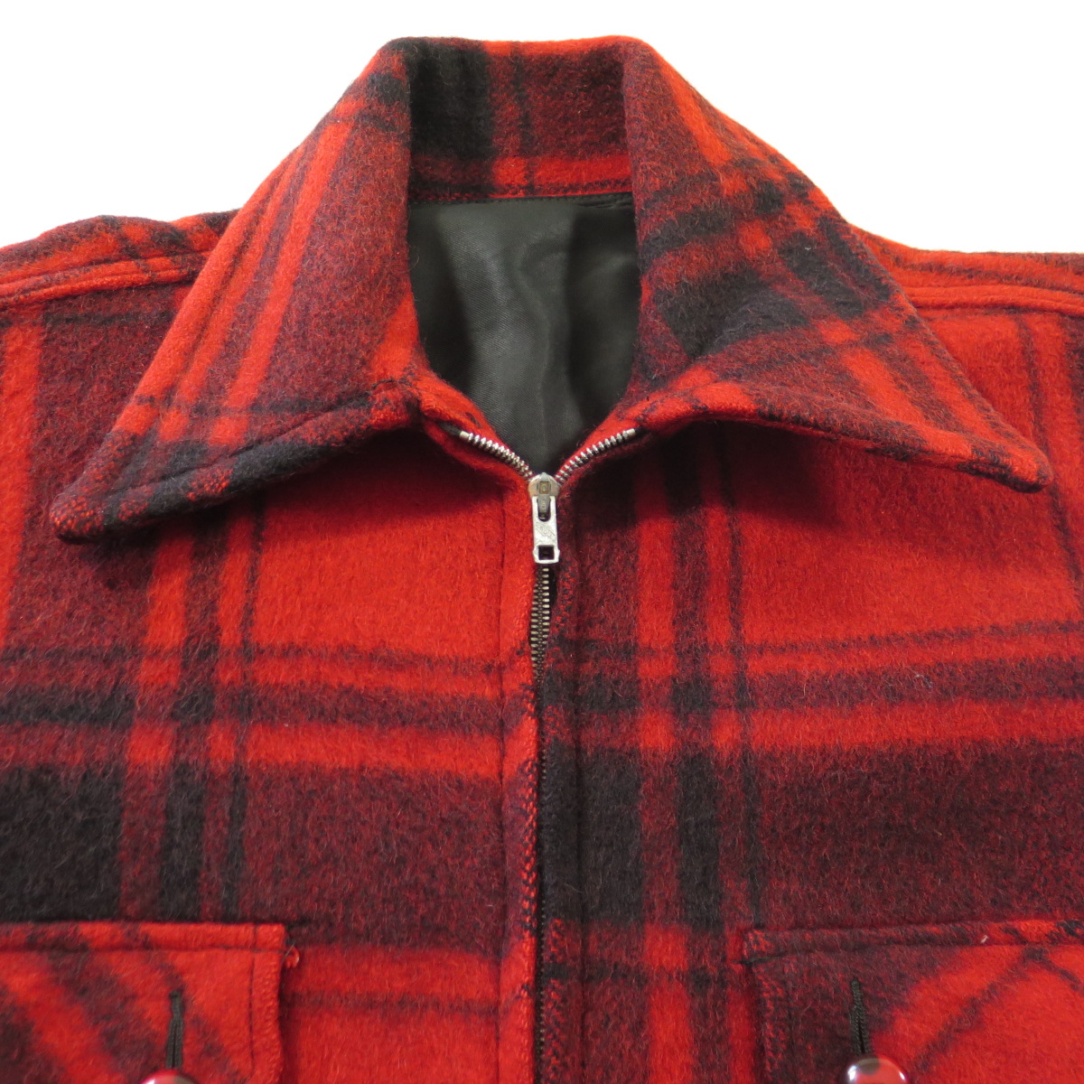 Vintage 40s Mackinaw Woo Jacket Coat L Short Bakelite Crown Zipper ...