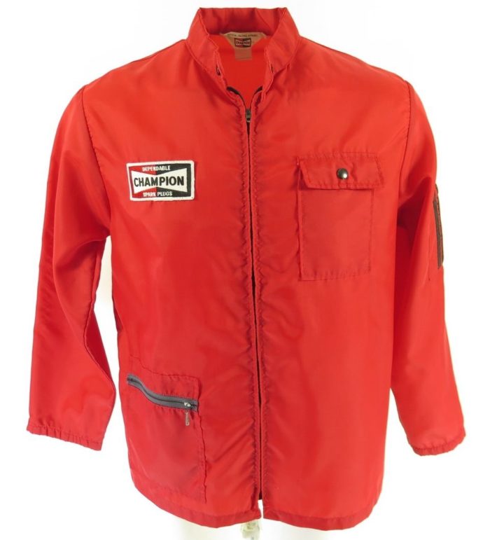 Vintage 60s Champion Official Racing Nylon Jacket M Red Spark