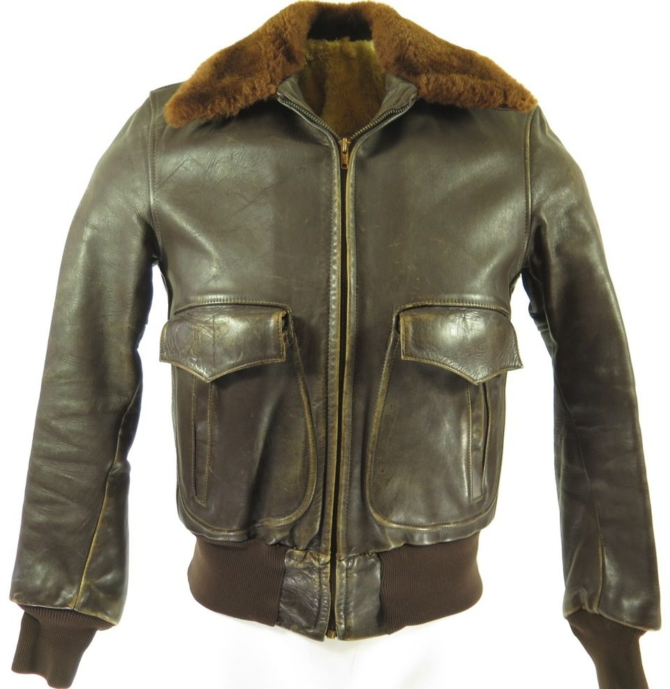 Vintage 50s Horsehide Leather Jacket S Bomber Shearling Fur Cross ...