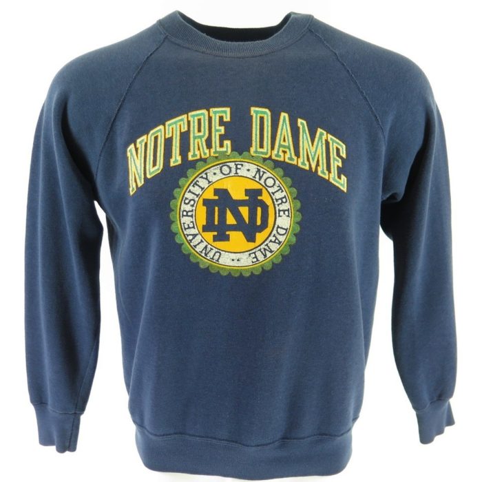 Vintage 70s Notre Dame Champion Blue Bar Sweatshirt L University USA Made