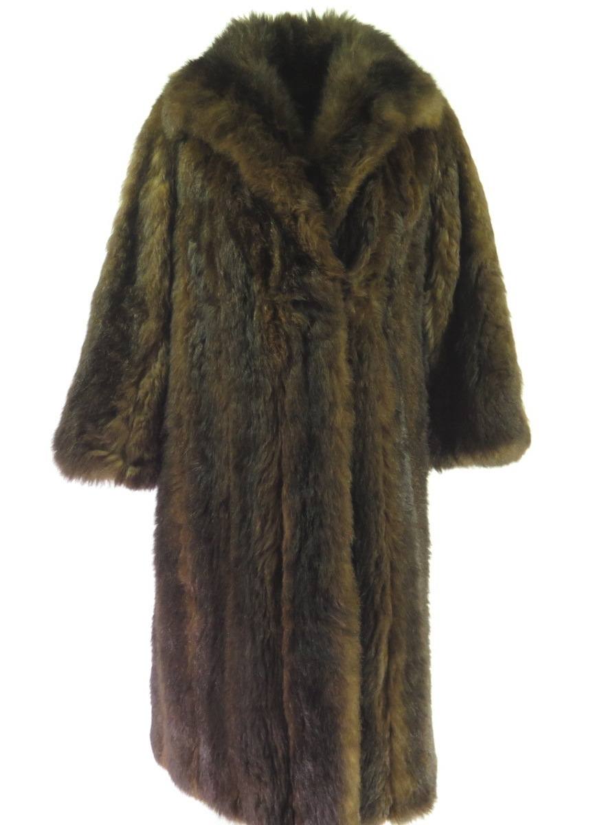 Vintage 80s Real Animal Fur Coat Overcoat Womens L USA Made So Soft
