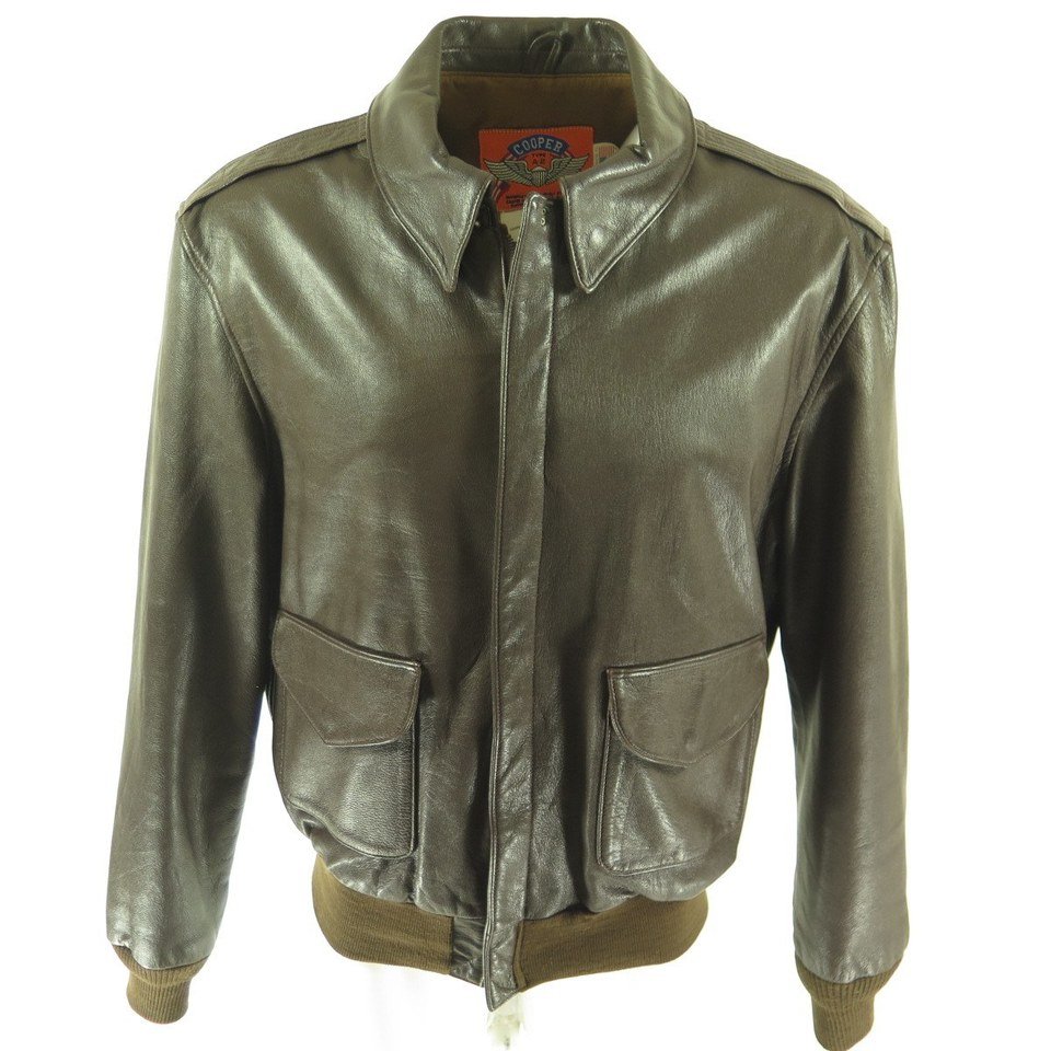 Vintage 80s Cooper Leather Type A-2 Jacket 46 Long Flight Goatskin