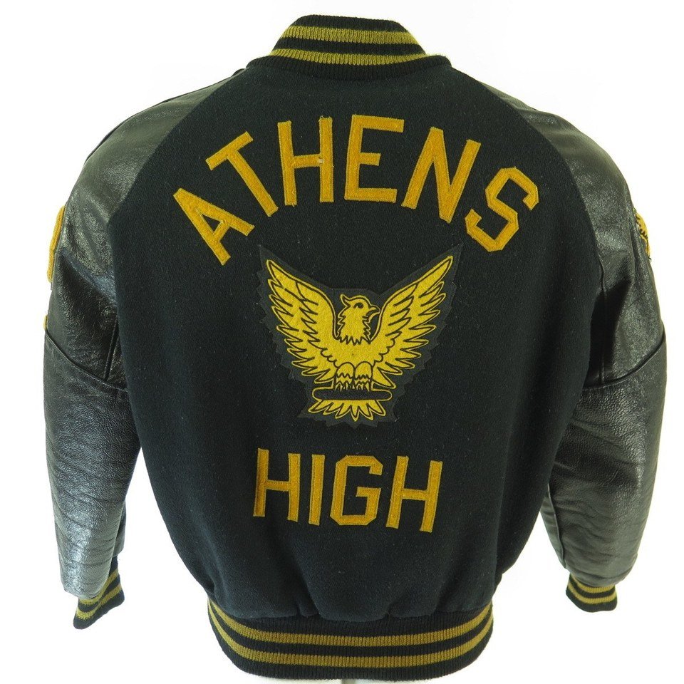 Vintage 80s Varsity Jacket L Letterman Athens High Chenille