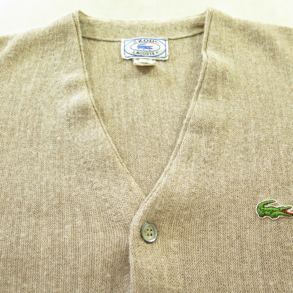 Vintage 80s Lacoste Cardigan Sweater Mens M Heather Brown USA made ...