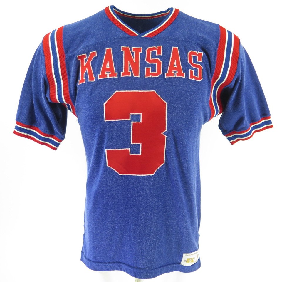 Vintage 70s Kansas Football Jersey Durene T-Shirt M Russell