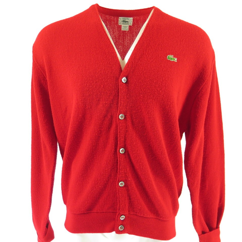gentagelse Frastøde politiker Vintage 70s Izod Lacoste Sweater Red Cardigan Mens L USA Green Alligator |  The Clothing Vault