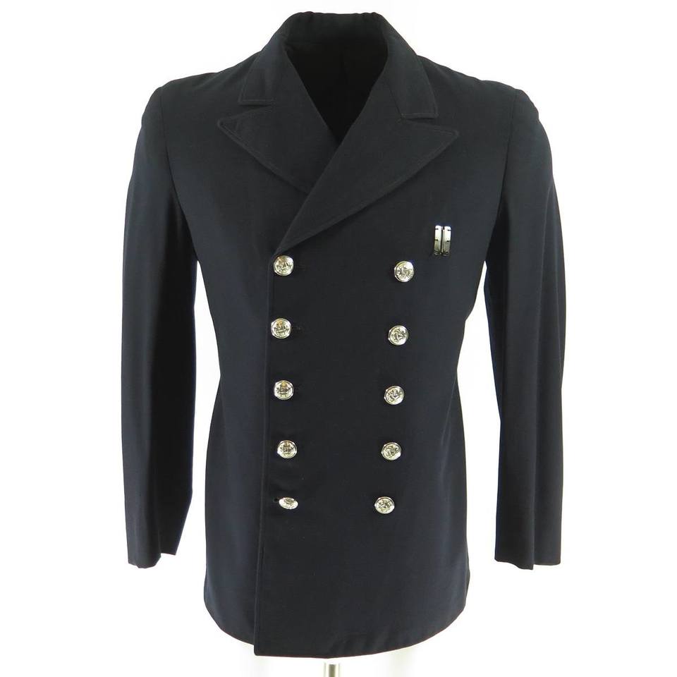 Vintage 30s Fire Department Jacket Silver Button Wool Dress Uniform Coat  Peak 36