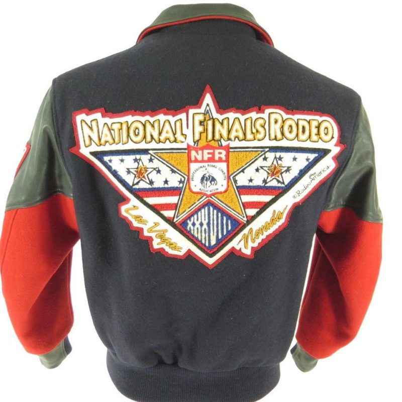 Vintage 1996 NFR Finals Rodeo Jacket Mens S Las Vegas Cowboy Leather ...