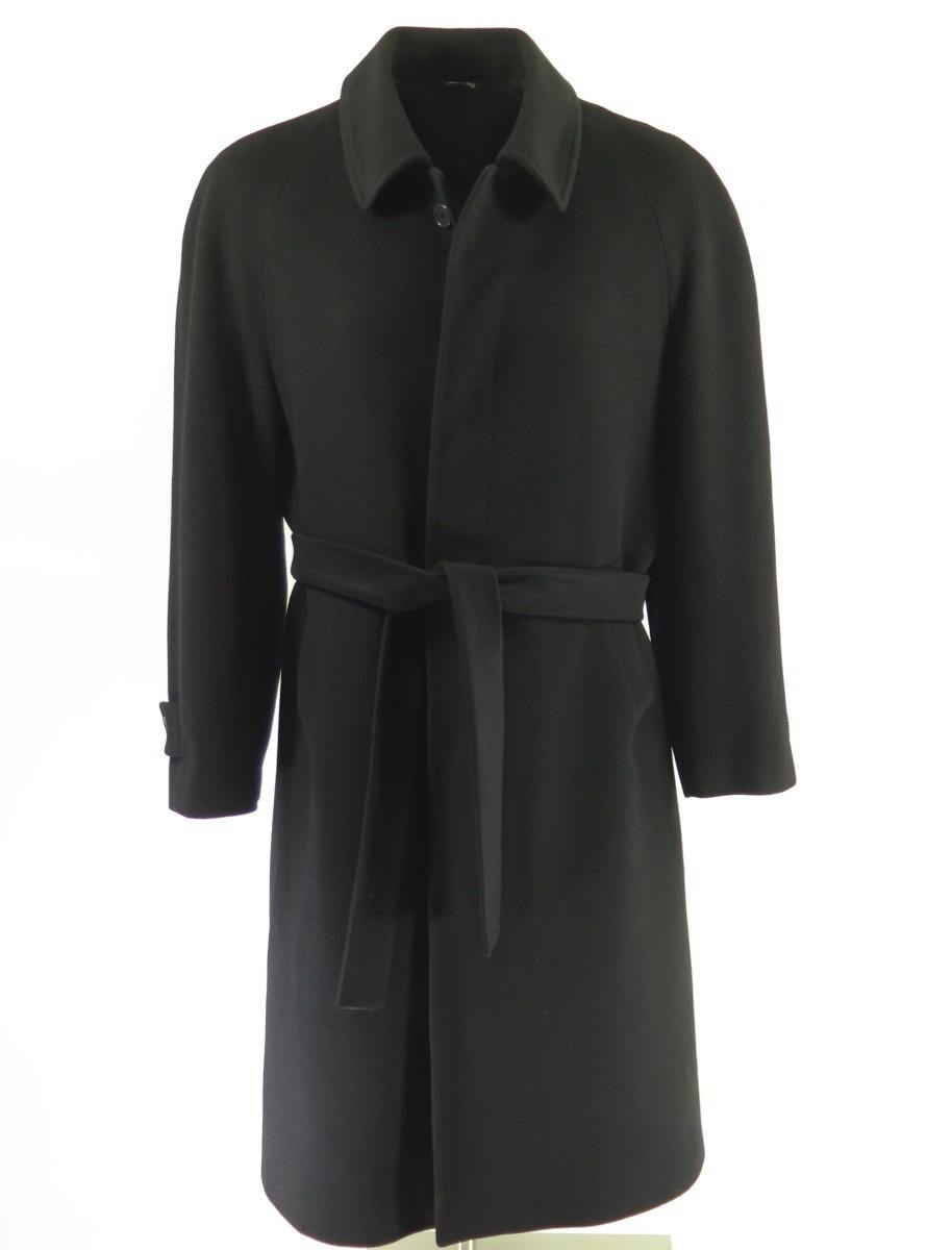 100% Cashmere Overcoat Coat 46 Italy Made Black Hathaway Platinum ...