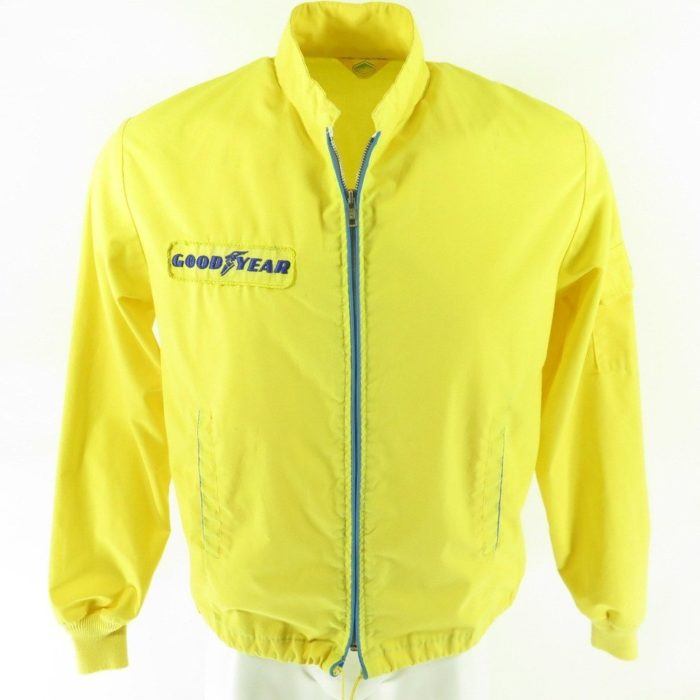 Vintage 70s Goodyear Racing Jacket Mens M Official Yellow Logo