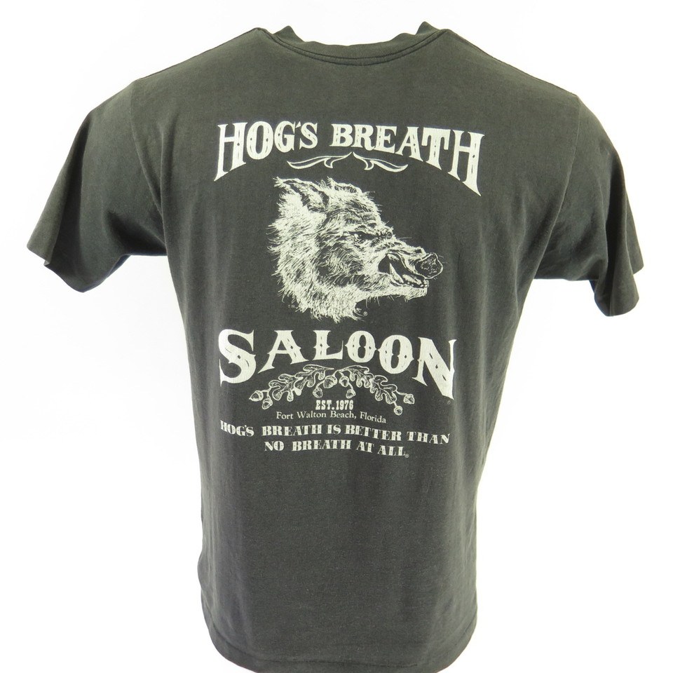 Vintage 80s Hogs Breath Saloon T-Shirt Larges Black USA Florida Bar ...