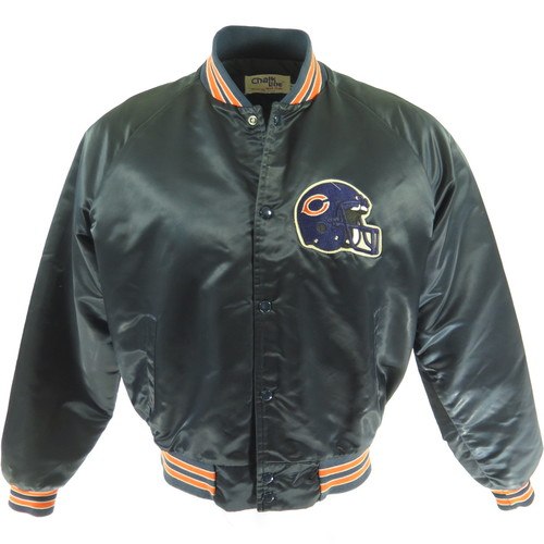 Vtg Chicago Bears Jacket Chalk Line Satin coat 80s NFL Boys Kids Youth L  14/16