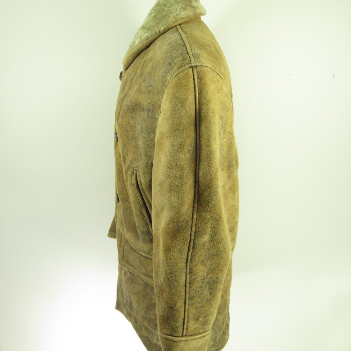 Vintage Sheepskin Shearling Coat Mens Medium Shawl collar Vintage Look ...