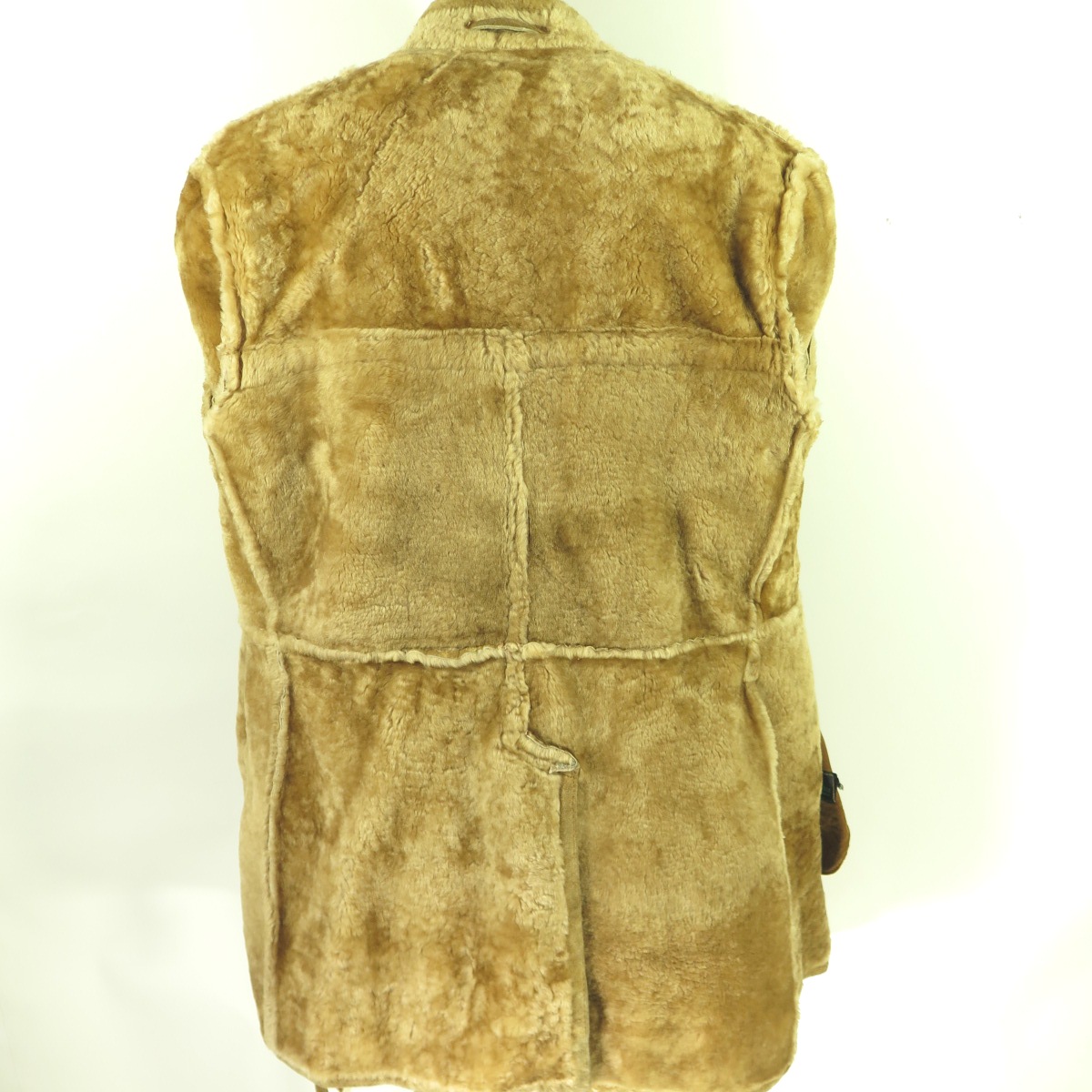 Vintage Sheepskin Shearling Coat Mens 40 Belted Baby Lambskin Soft Horn ...