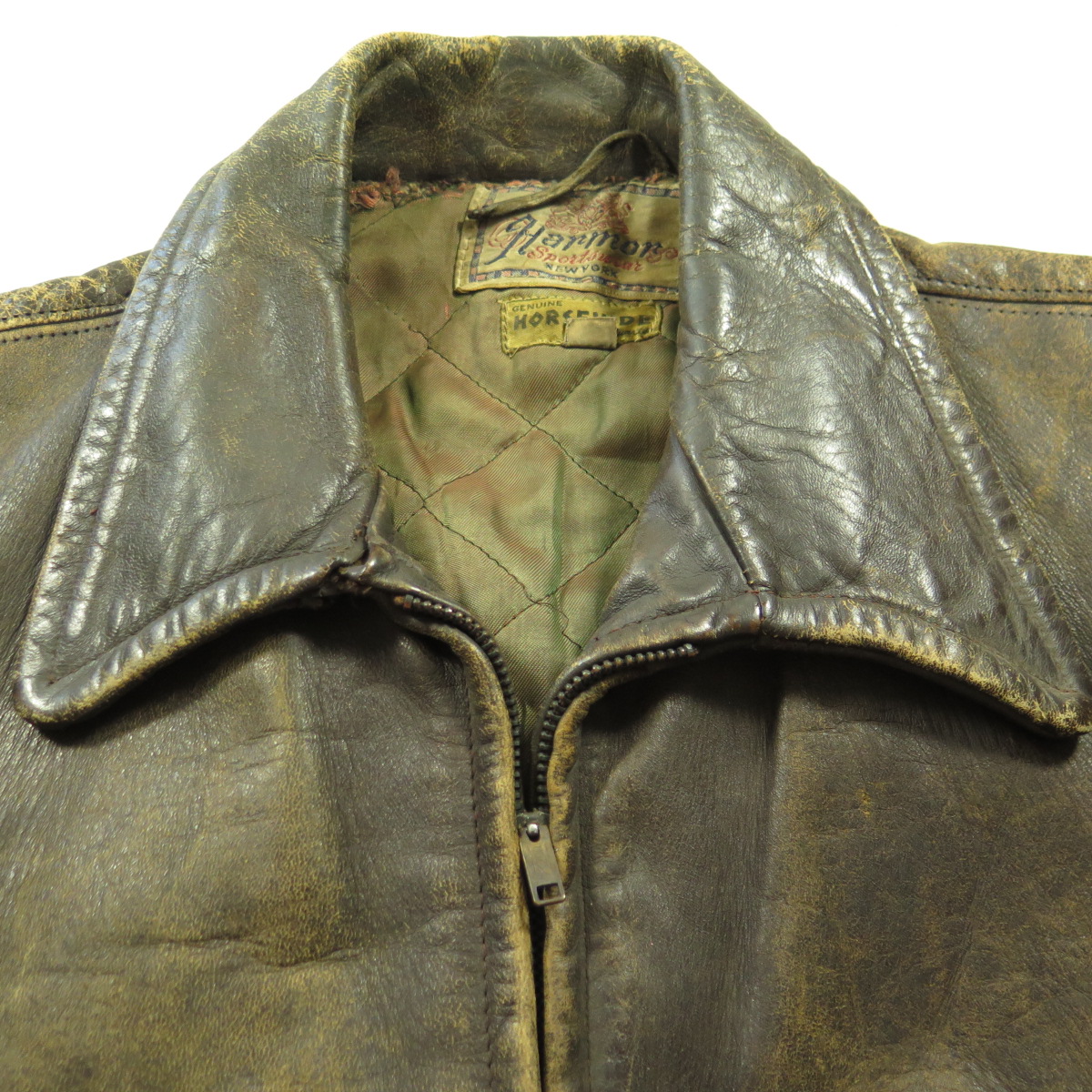 Vintage 40s Horsehide Leather Jacket Mens 44 Motorcycle D pocket ...