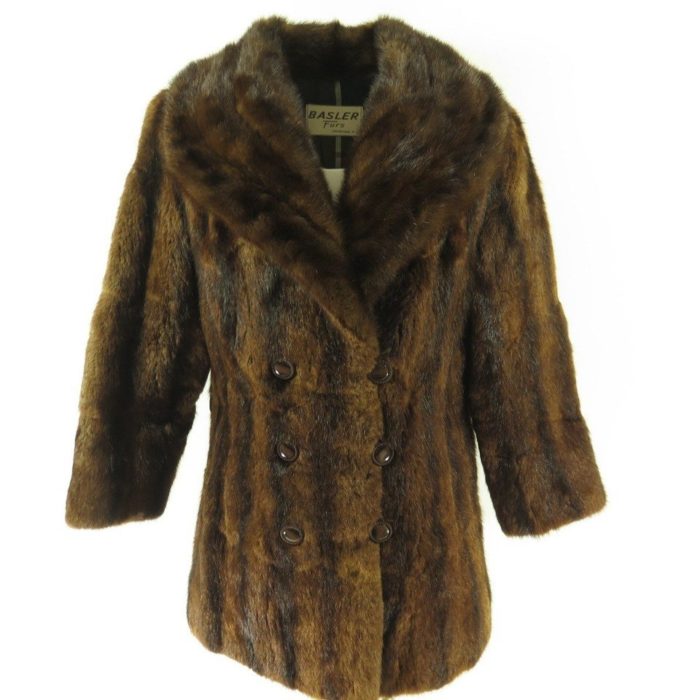 Vintage 70s Real Mink Fur Jacket Coat Womens 12 Deadstock New Nos Brown ...