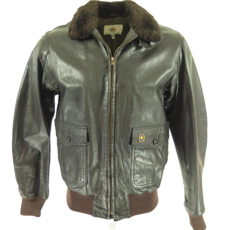 Vintage 80s Type G-1 Leather Flight Jacket 42 Long Brown Goatskin Fits ...