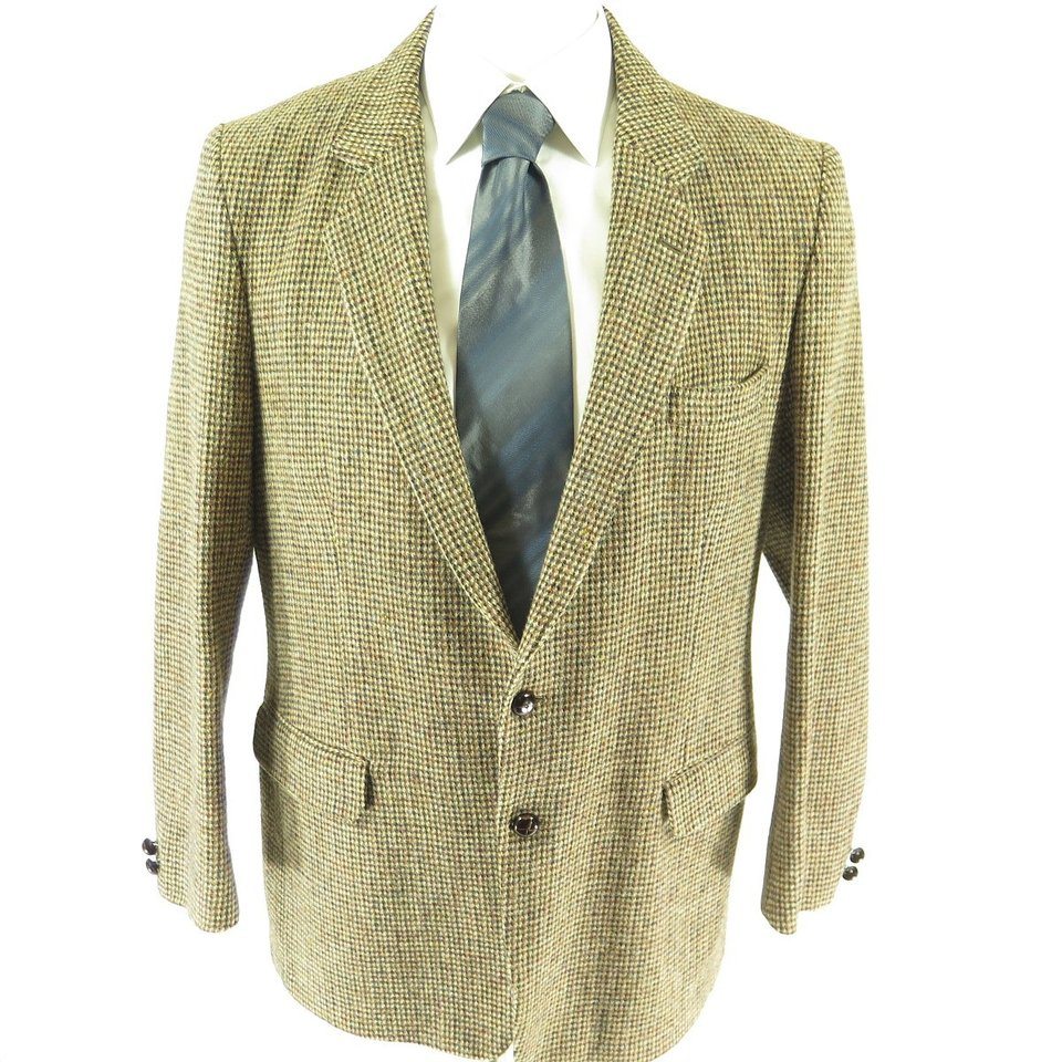 Tweed long coat beige 80s