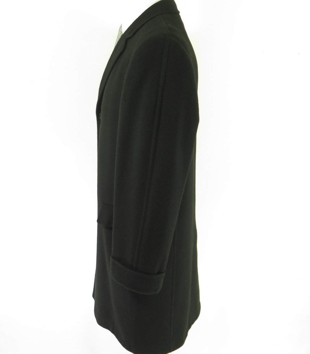 Vintage 60s Black 100% Cashmere Overcoat Coat 42 or Large Black Soft ...