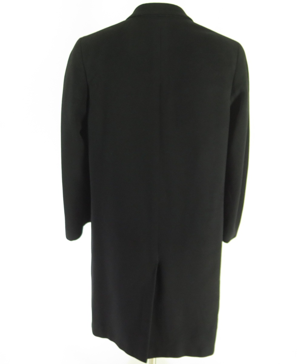 Vintage 60s Pure Cashmere Overcoat Coat 42 Long Large Black Classic ...