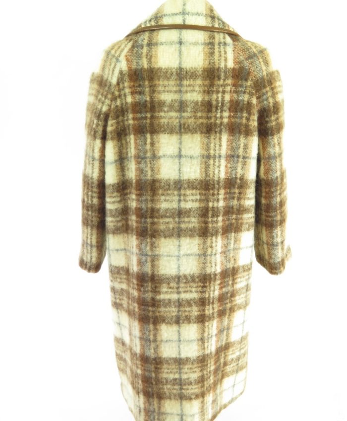 Vintage 70s Retro Overcoat Wool Coat Womens XLarge Brown Plaid Mohair ...