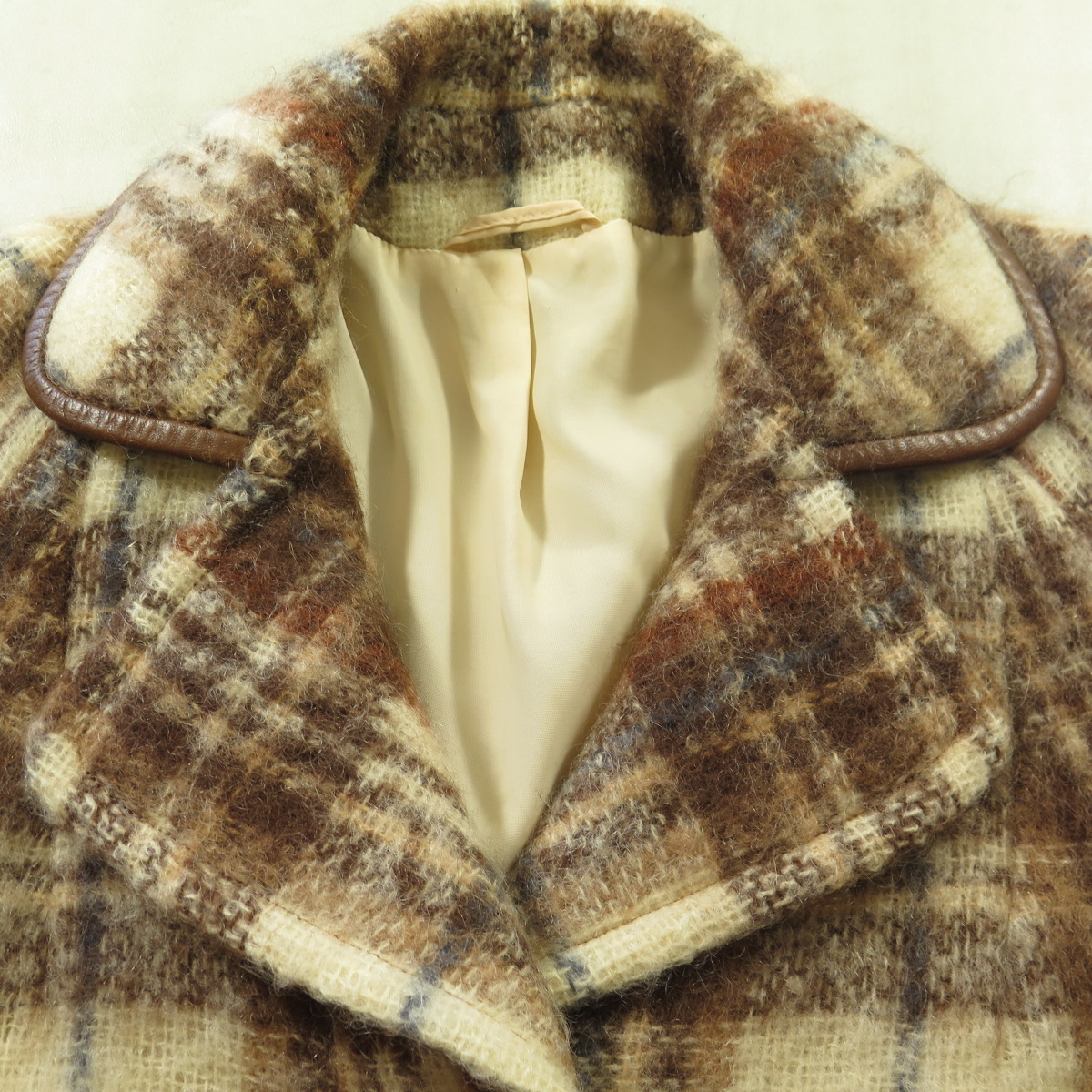 Vintage 70s Retro Overcoat Wool Coat Womens XLarge Brown