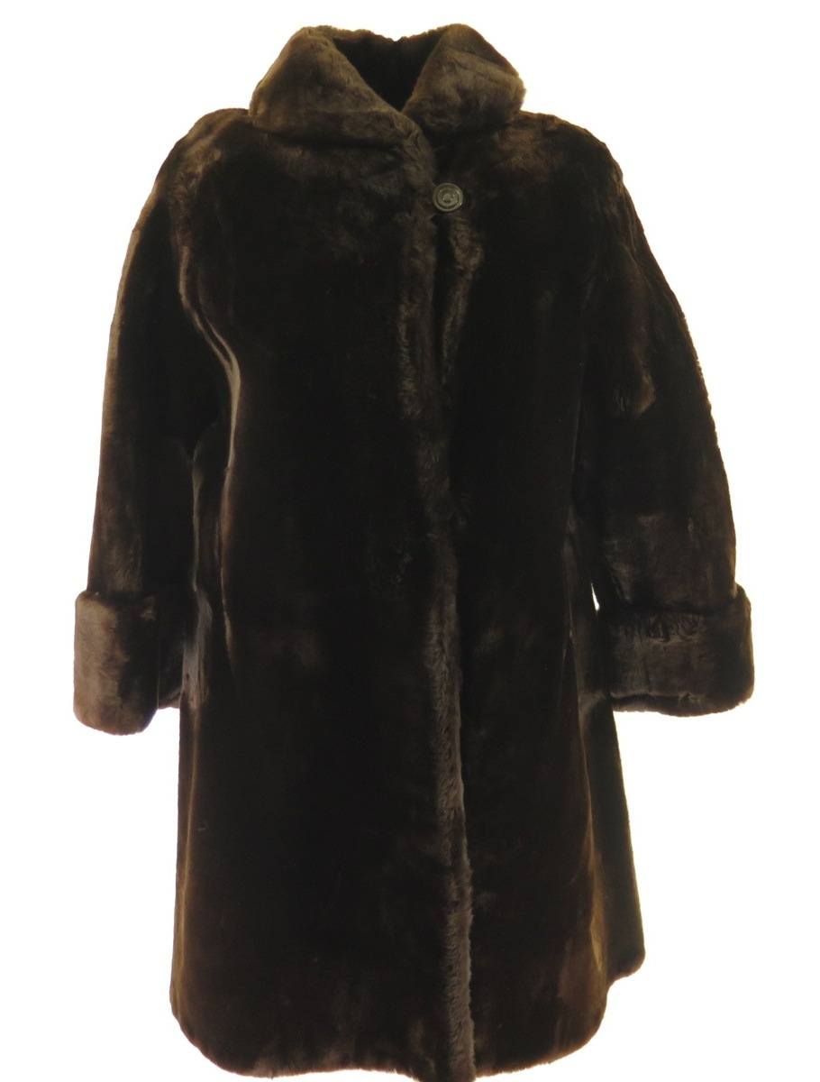 Vintage 60s Brown Real Fur Coat Womens XLarge Deadstock Luxury Custom ...