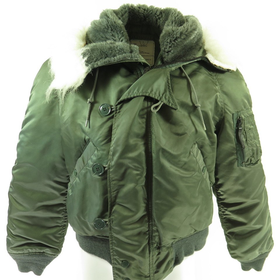 Vintage 80s Alpha N 2b Parka Jacket Medium Flying Military Hooded Green Nylon The Clothing Vault