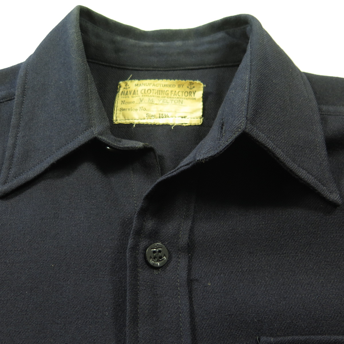 Vintage 40s WWII Wool CPO shirt Mens 15.5 Single Pocket Melton