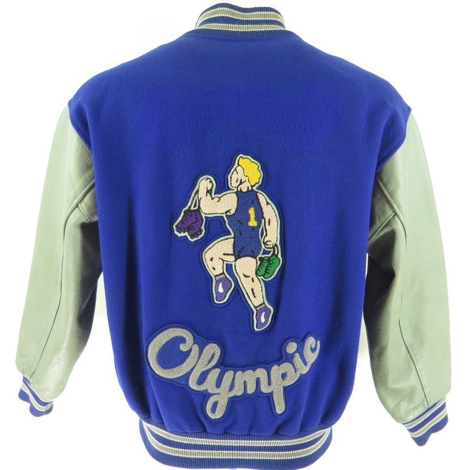 Varsity Letterman Leather Jacket 44 or Large Wool Olympic Wrestling Year  2000 | The Clothing Vault