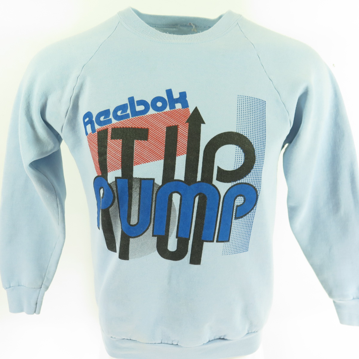 80s Pump It Sweatshirt Retro Print Blue Basketball | The Clothing Vault