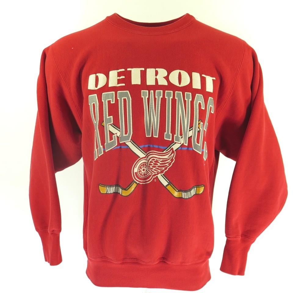 Detroit Red Wings Sweater Mens M Hoodie Pullover Sweatshirt Stitched NHL  1836