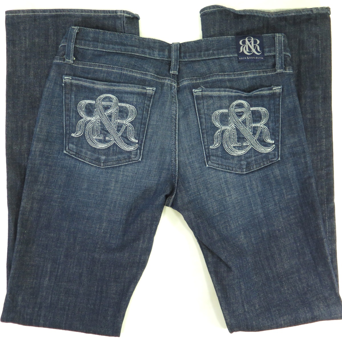 Rock & Republic Jeans Denim Pants Womens 31 Indigo Blue Stretch Back Pocket  Logo