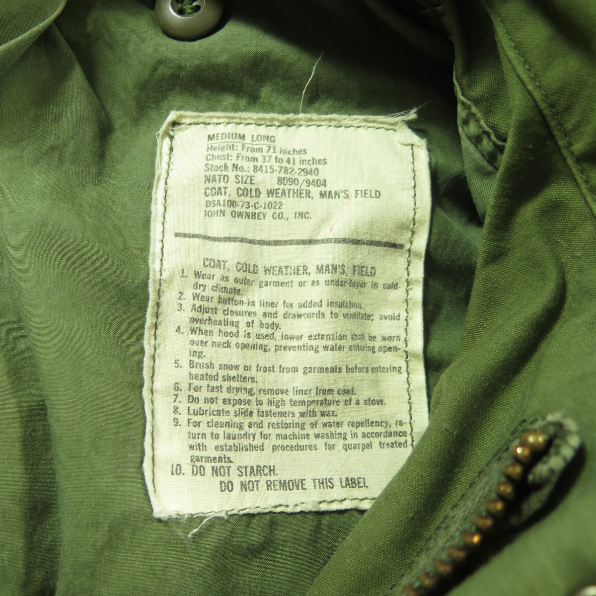 Vintage 70s M-65 Field Jacket Medium Long Military OG-107 Vietnam War Era |  The Clothing Vault