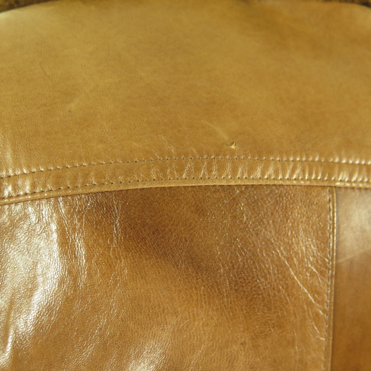 Vintage 70s Leather Coat Mens 42 Lambskin Fur Lined Collar