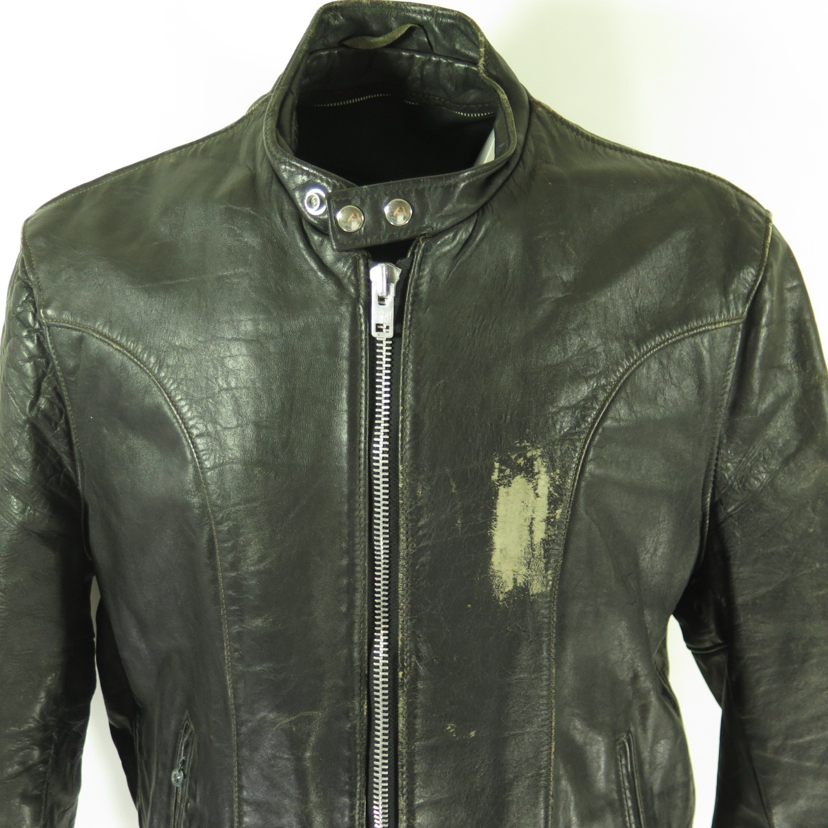 Vintage 70s Schott Cafe Racer Leather Jacket 52 or XXL Biker Black ...