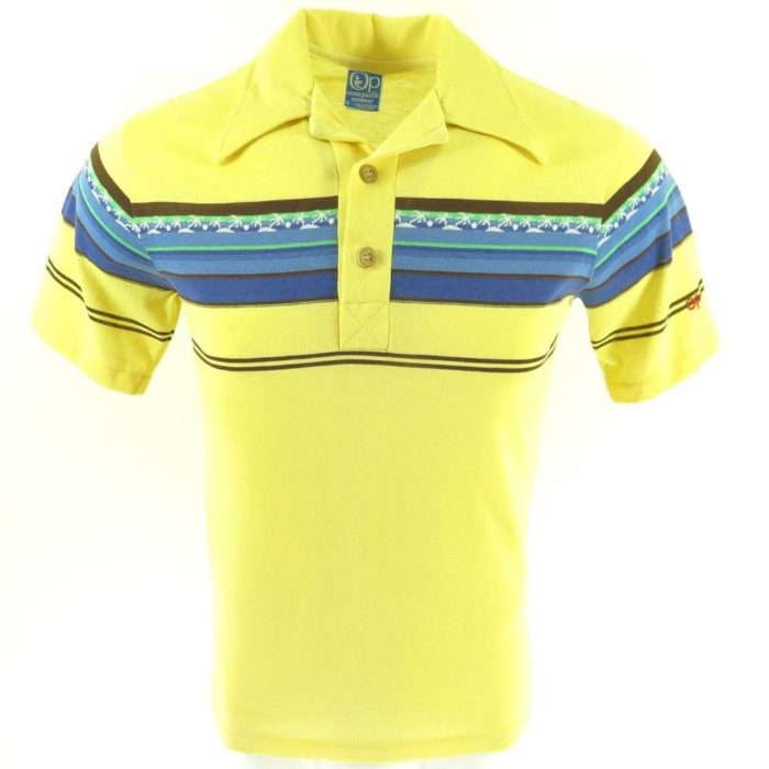 Vintage 80s OP Ocean Pacific Polo Shirt Small Retro Palm Trees Yellow ...