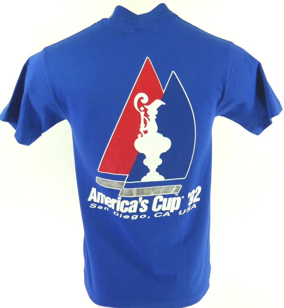 skæg Skov indhente Vintage 90s Americas Cup 1992 Yacht T-Shirt Small Deadstock Sailing Racing  | The Clothing Vault