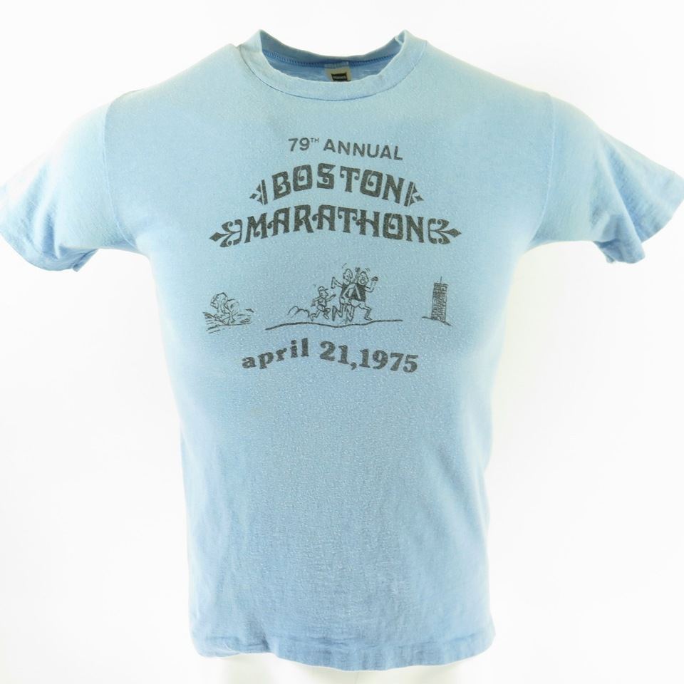Vintage 70s Boston Marathon 1975 Tee TShirt Medium Hanes Fits Small
