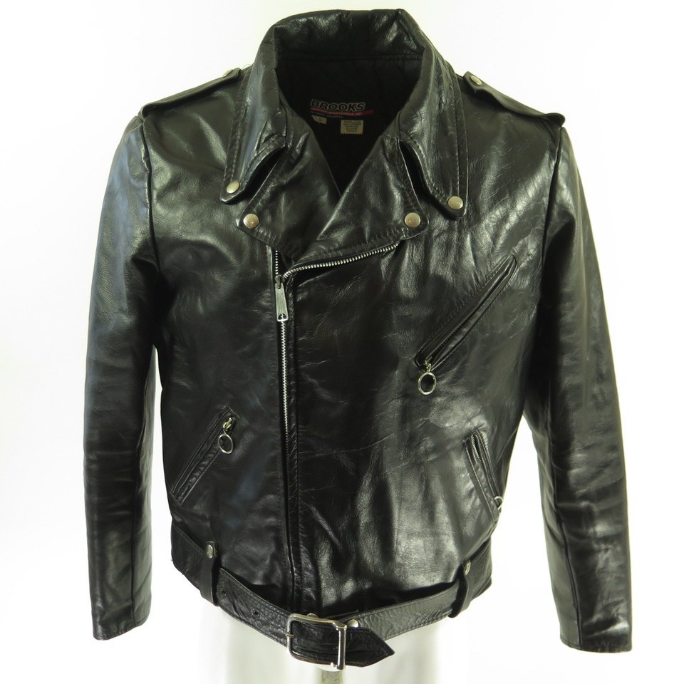 vintage brooks leather motorcycle jacket