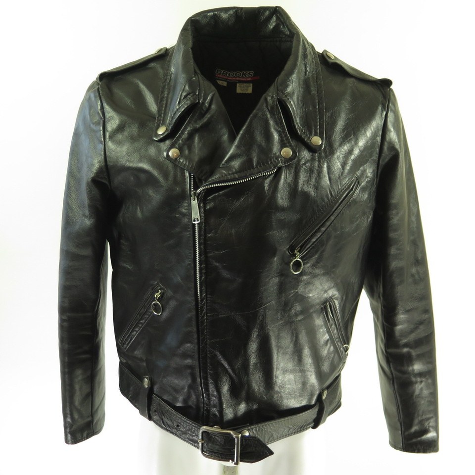 brooks leather biker jacket