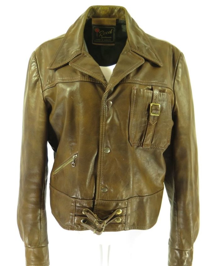 Vintage 60s Mod Retro Leather Jacket Womens 12 Large Buckles Classic ...