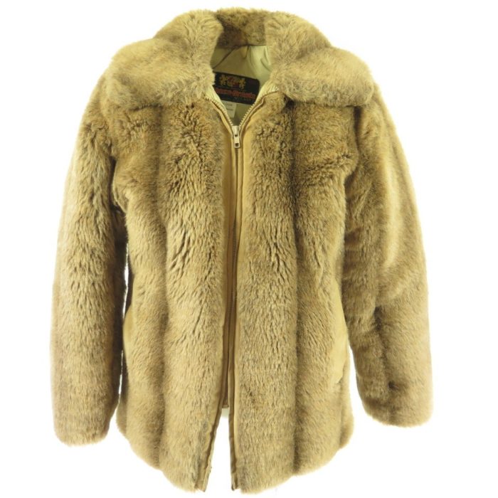 Vintage 70s Hansa Branta Faux Fur Jacket Womens Medium Coat Goose Down ...