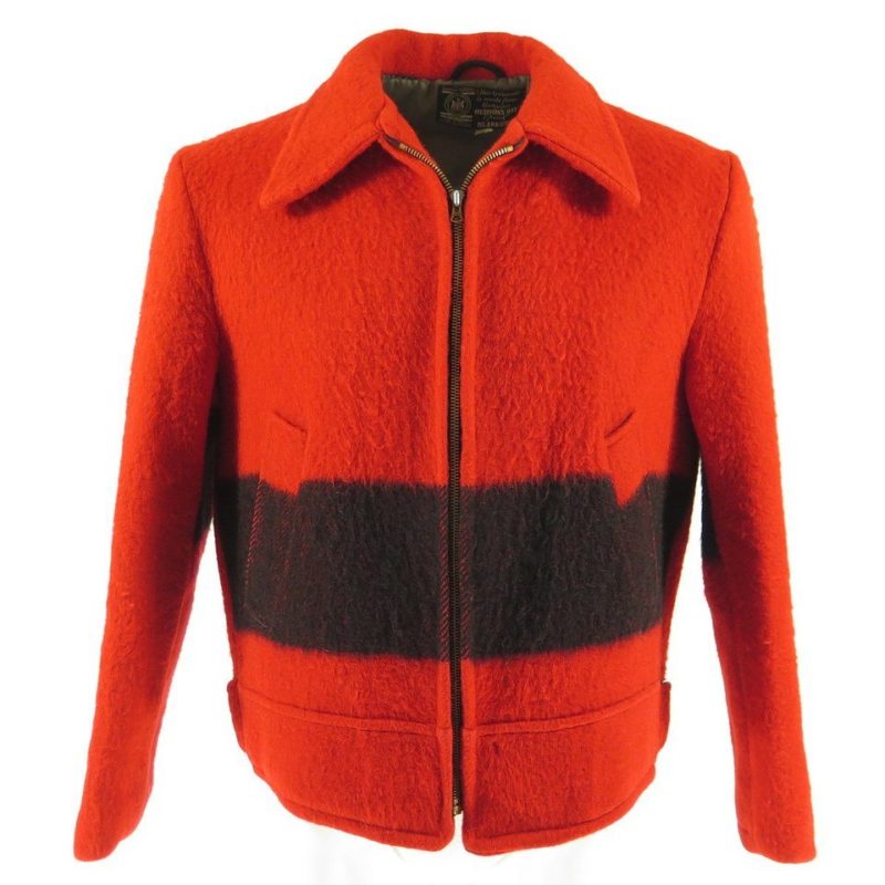Vintage 40s Hudsons Bay Point Blanket Coat Jacket 40 England Wool Red