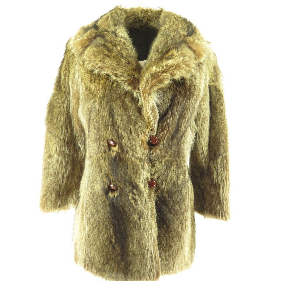 Vintage 70s Real Raccoon Fur Coat Jacket Womens M Dasco Clasp Plush ...