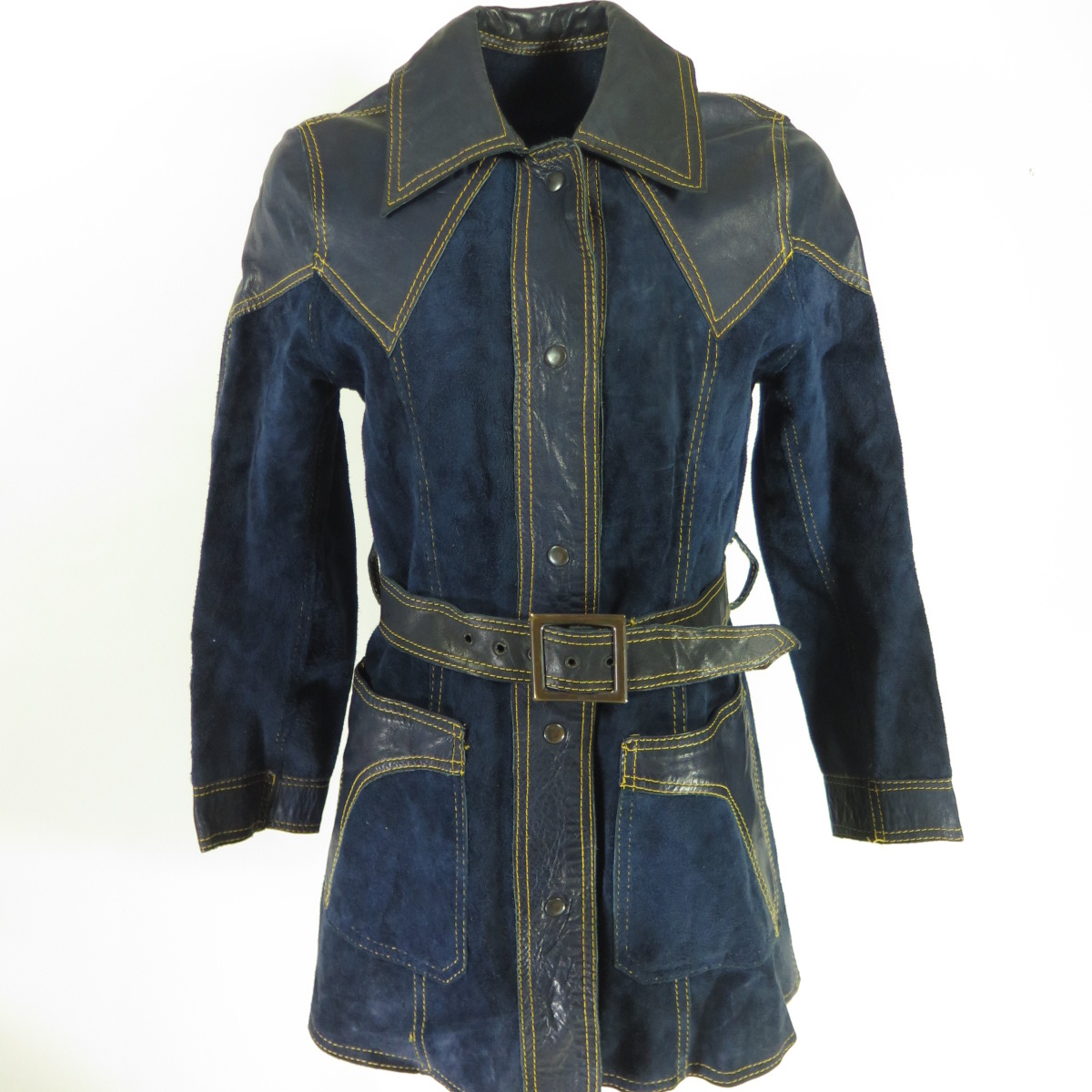 Women's blue genuine suede leather sale vintage jacket