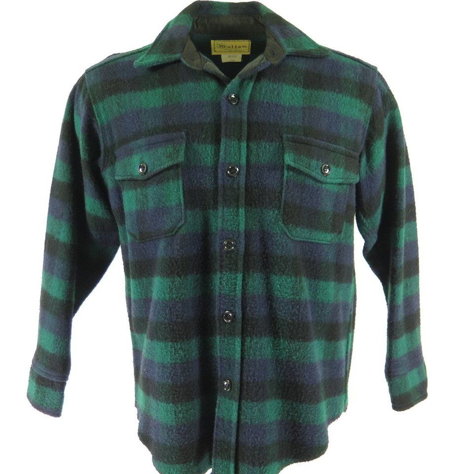 Vintage 80s Melton Plaid Shirt Large Deadstock US Made 100