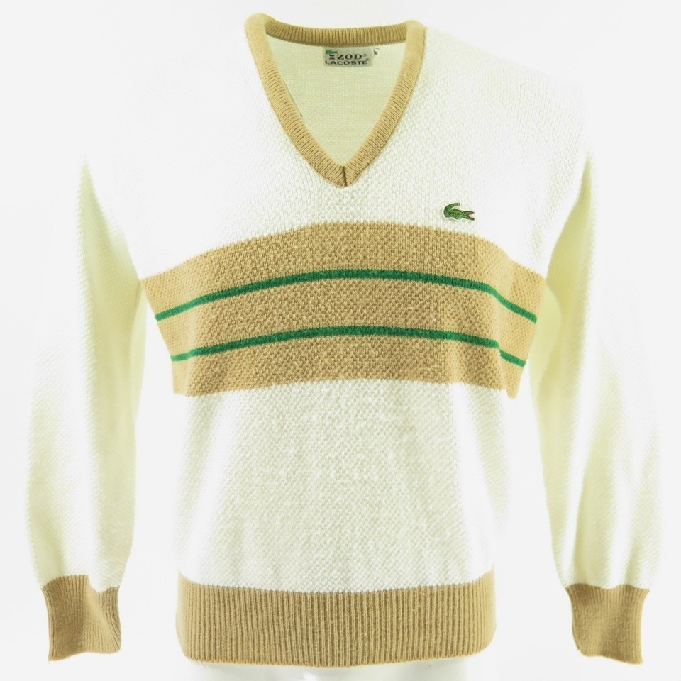 Vintage 80s Lacoste Sweater Medium V neck Green Alligator Acrylic | The ...