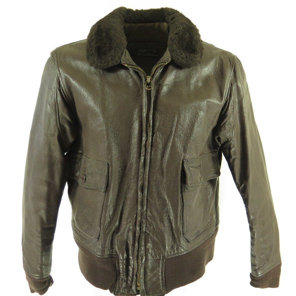 Vintage 70s Leather G1 Jacket 46 XL or Large Goatskin Bomber Flight ...