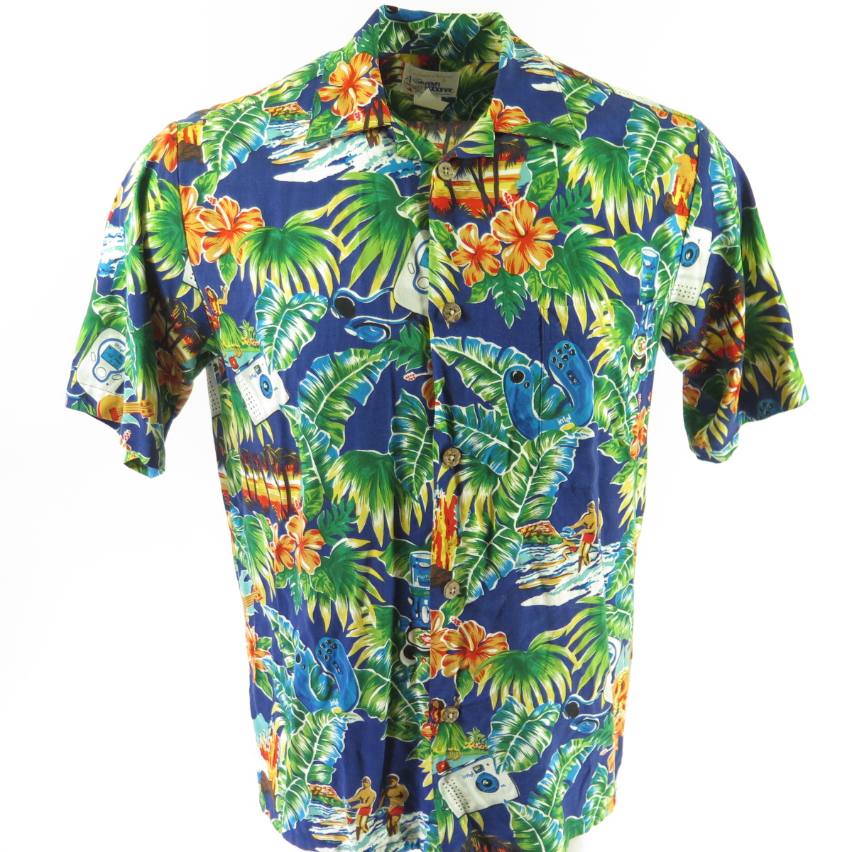 Reyn Spooner Intel Hawaiian Aloha Shirt Small Unisex Tropical Tech ...